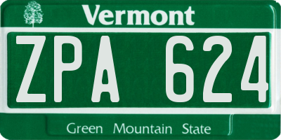 VT license plate ZPA624