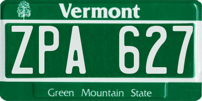 VT license plate ZPA627