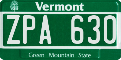 VT license plate ZPA630