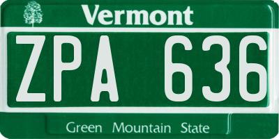 VT license plate ZPA636