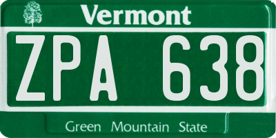 VT license plate ZPA638