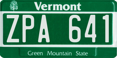 VT license plate ZPA641