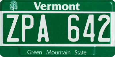 VT license plate ZPA642