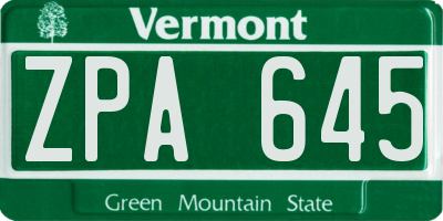 VT license plate ZPA645