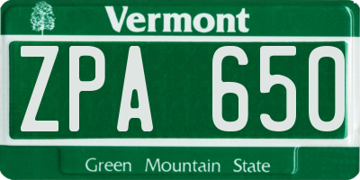 VT license plate ZPA650