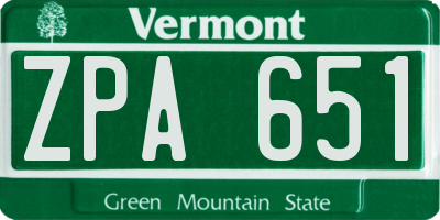 VT license plate ZPA651