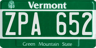 VT license plate ZPA652