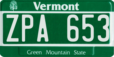 VT license plate ZPA653