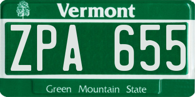 VT license plate ZPA655