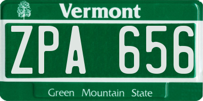 VT license plate ZPA656