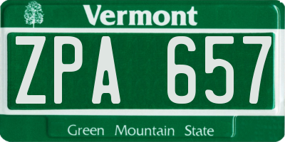 VT license plate ZPA657