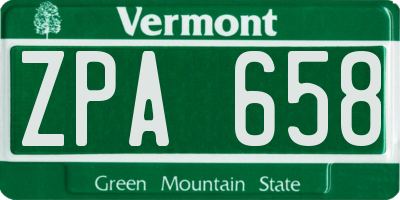 VT license plate ZPA658