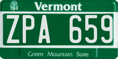 VT license plate ZPA659