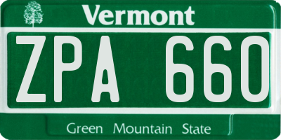 VT license plate ZPA660