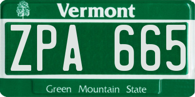 VT license plate ZPA665