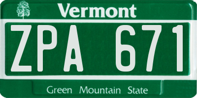 VT license plate ZPA671
