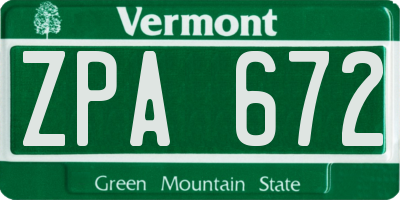 VT license plate ZPA672
