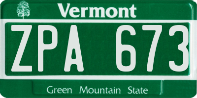VT license plate ZPA673