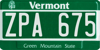 VT license plate ZPA675