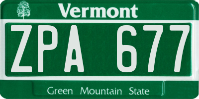 VT license plate ZPA677