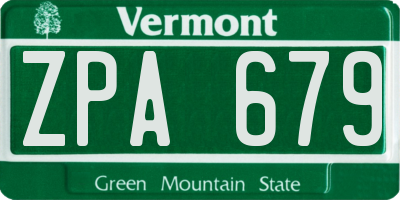 VT license plate ZPA679