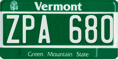 VT license plate ZPA680
