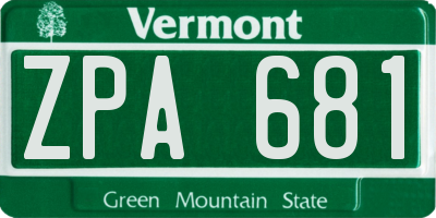 VT license plate ZPA681