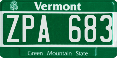 VT license plate ZPA683