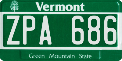 VT license plate ZPA686