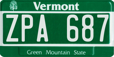 VT license plate ZPA687