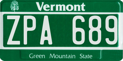 VT license plate ZPA689