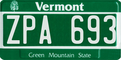 VT license plate ZPA693