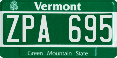 VT license plate ZPA695