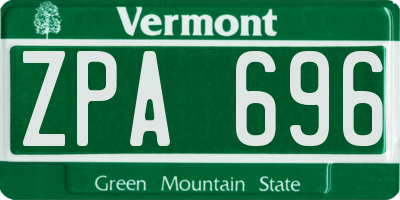 VT license plate ZPA696