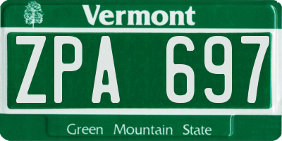 VT license plate ZPA697