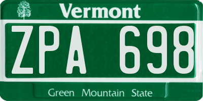 VT license plate ZPA698