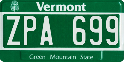 VT license plate ZPA699