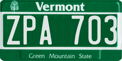VT license plate ZPA703