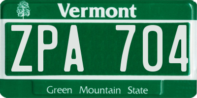 VT license plate ZPA704