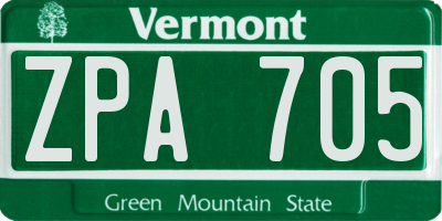 VT license plate ZPA705