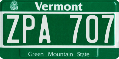 VT license plate ZPA707