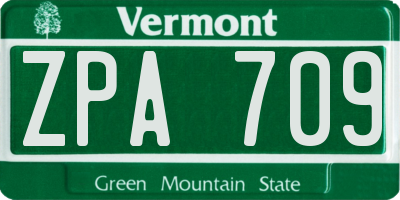 VT license plate ZPA709