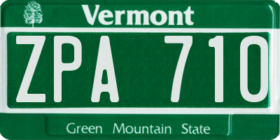 VT license plate ZPA710