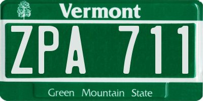 VT license plate ZPA711