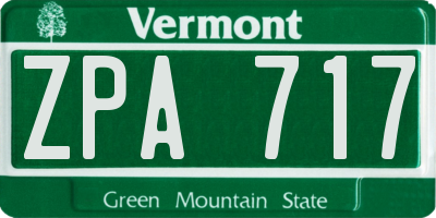 VT license plate ZPA717