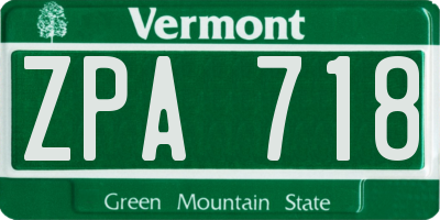 VT license plate ZPA718