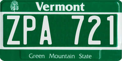 VT license plate ZPA721
