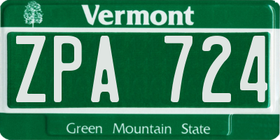 VT license plate ZPA724