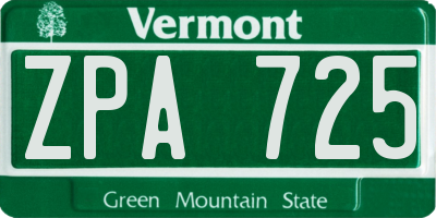 VT license plate ZPA725