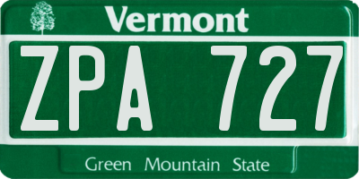 VT license plate ZPA727